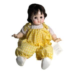 ❄️ Vintage Madame Alexander PUDDIN Doll 6930 Baby Doll Brunette Yellow Dres…